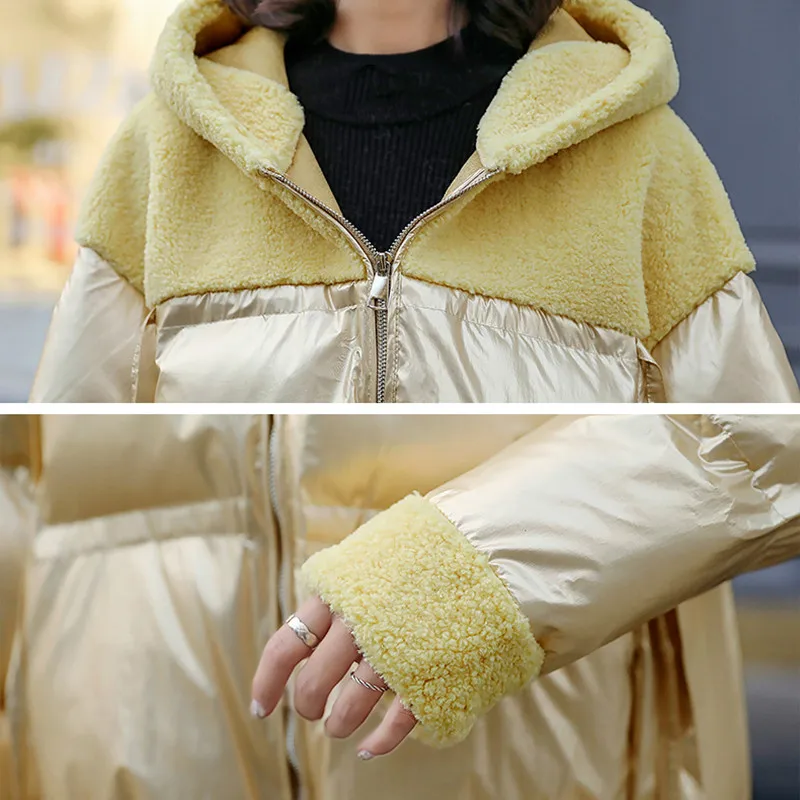 Winter Women Fashion Warm Wool Hooded Pocket Zipper Long Sleeve Windproof Fur Thicken Solid Colors Coat Padded Jackets New Parka