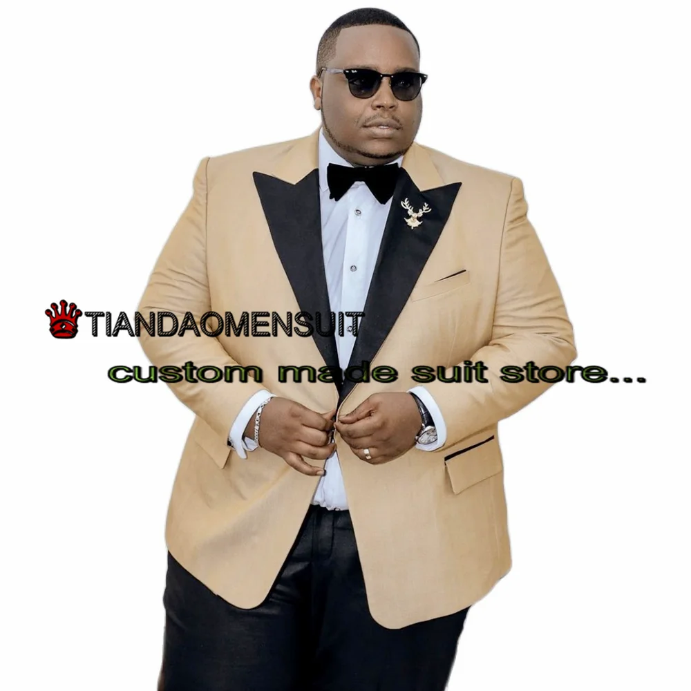 

2 Piece Men's Suit Wedding Tuxedo Groom Point Lapel Jacket Set Formal Party Blazer Pants Khaki Fashion Complete Outfit