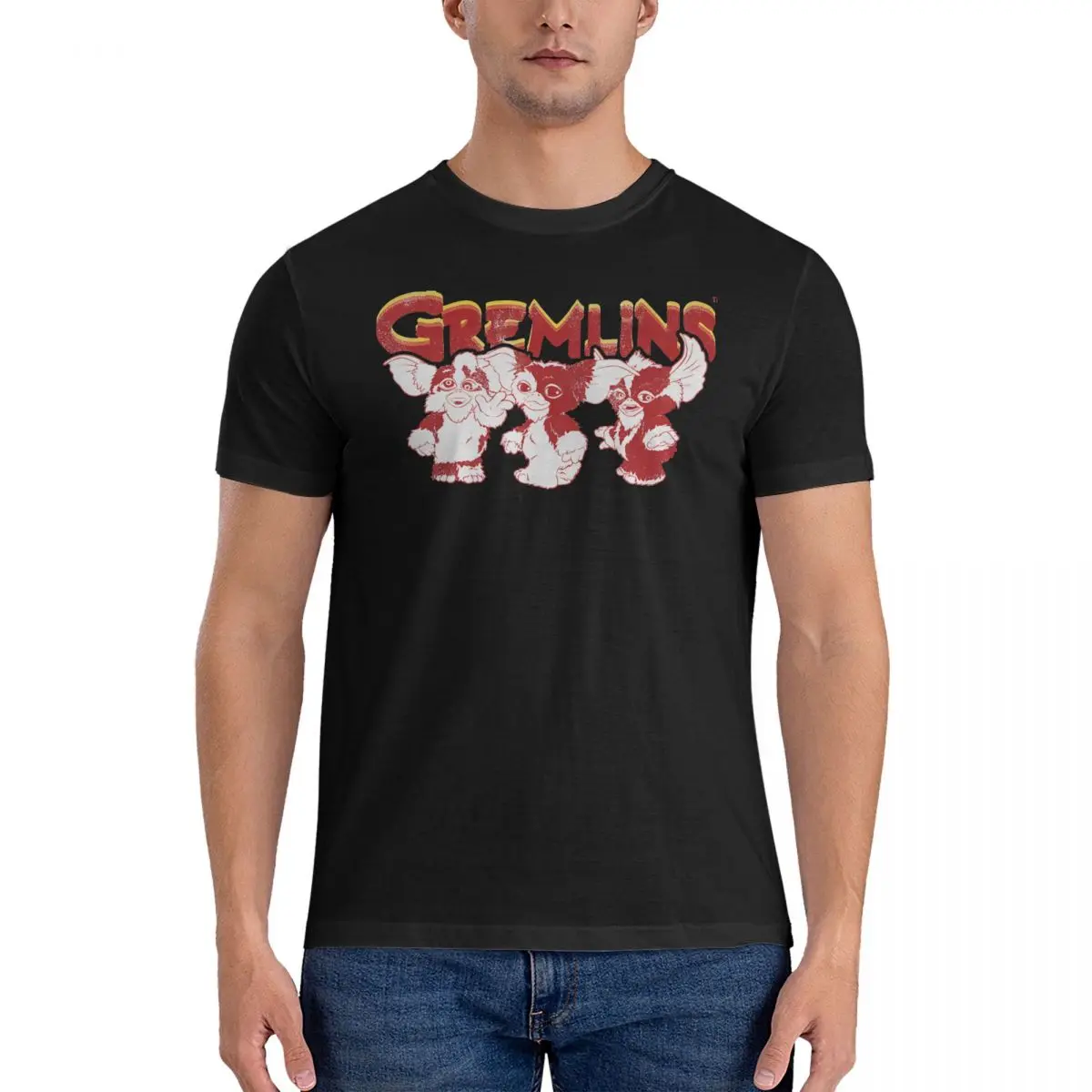 Стильная мужская футболка из 100% хлопка новинка с круглым вырезом G-Gremlins
