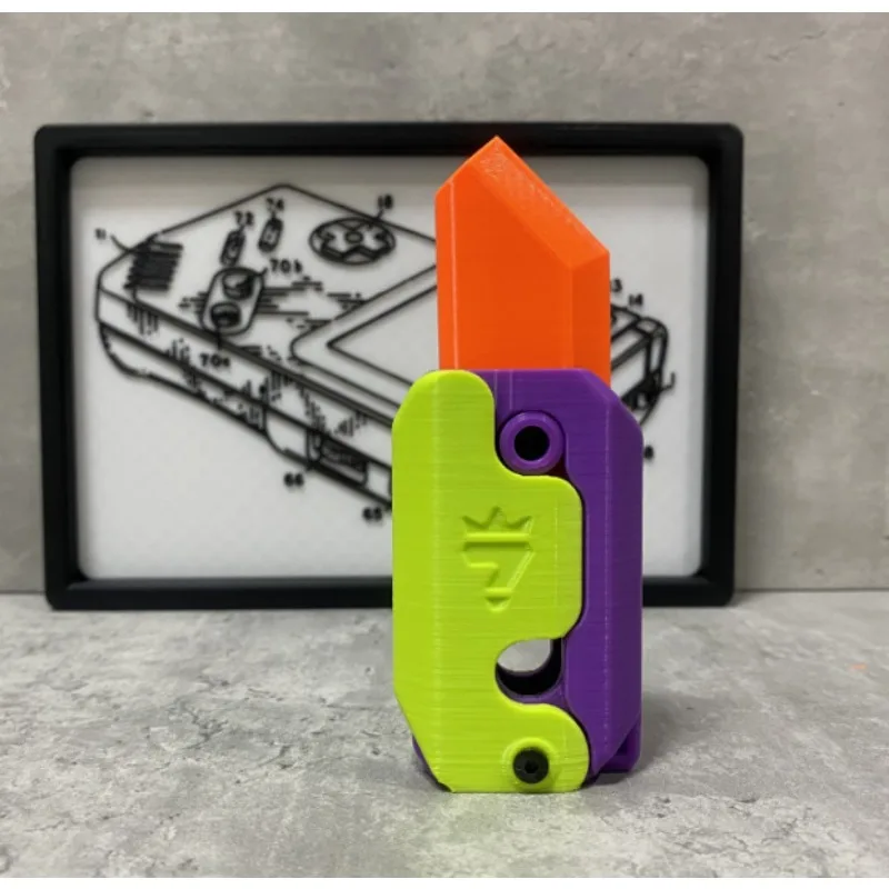 

3D Card Small Mini Mini Knife Radish Toy Cub Jumping Decompression Printing Gravity Knife Knife Push Model Pendant Butterfly