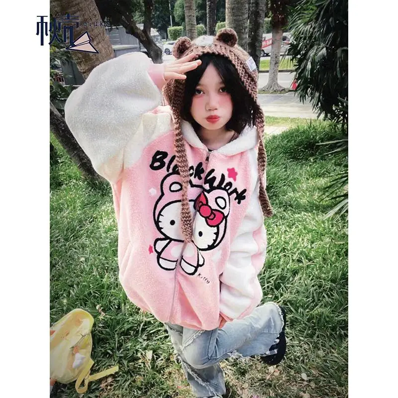 

Kawaii Sanrioed Anime Cartoon Hello Kitty Series Cotton Plush Cotton Padded Jacket Warm Thickening Baby Boy Girl Festival Gift