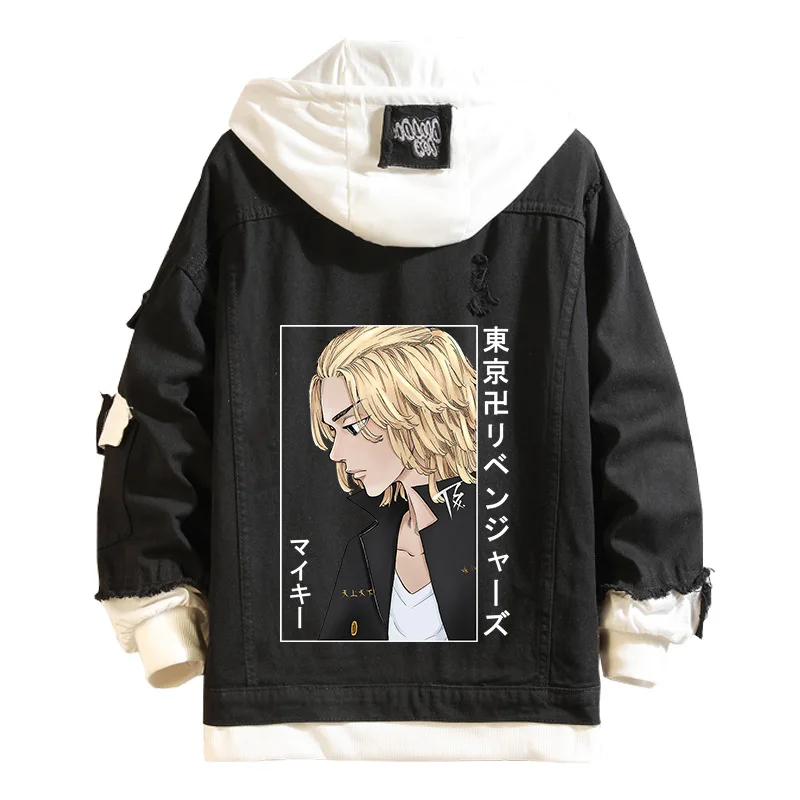 

Men's Women's Casual Fashion Denim Jacket Anime Tokyo Revengers Manjiro Sano Cosplay Costume Black Chaqueta Tops Coat Jacket