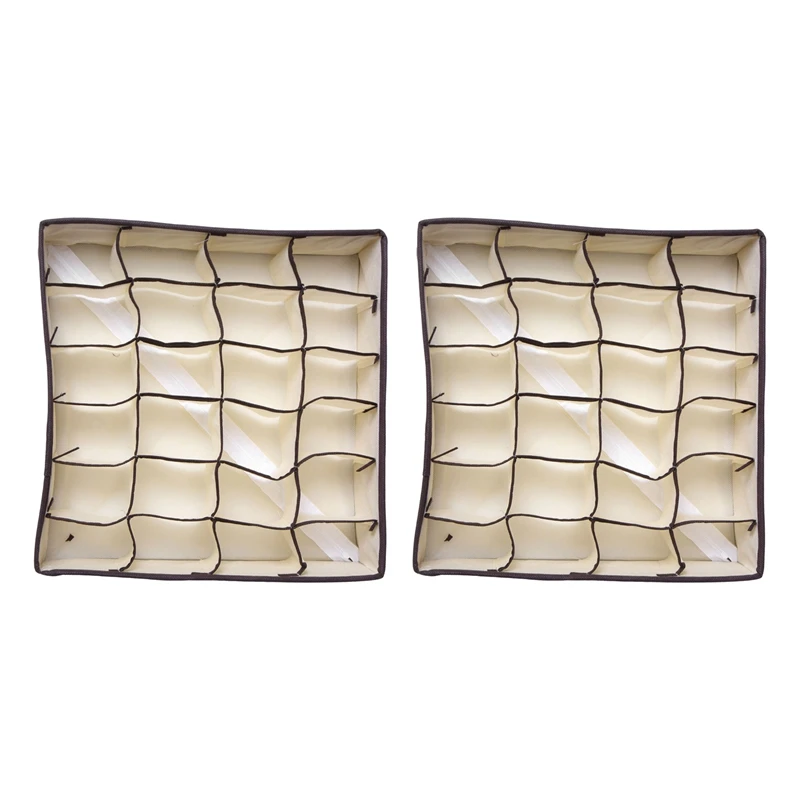 

SEWS-2X 24 Cells Foldable Closet Drawer Organizer Box For Bra Underwear Tie Sock Cells