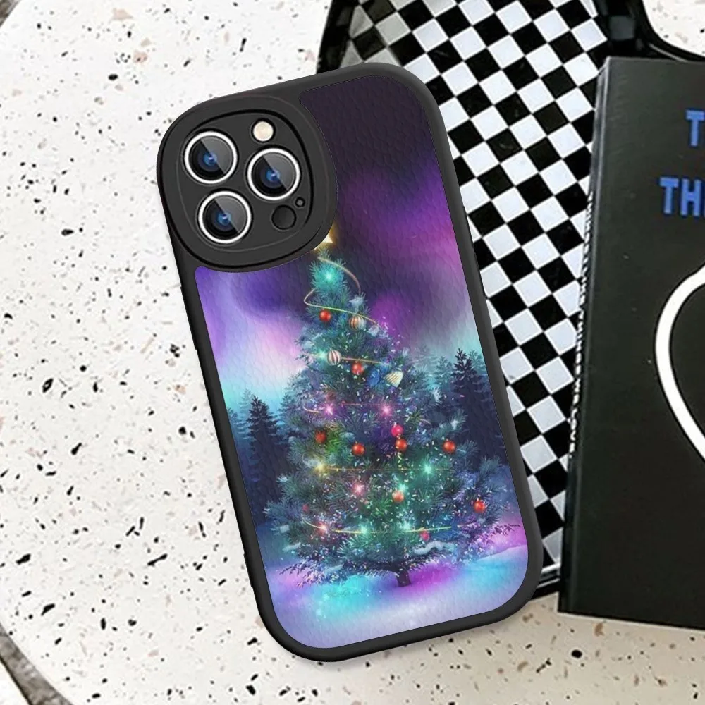 Чехол для телефона с рождественской елкой жесткий кожаный чехол IPhone 14 13 12 Mini 11 Pro