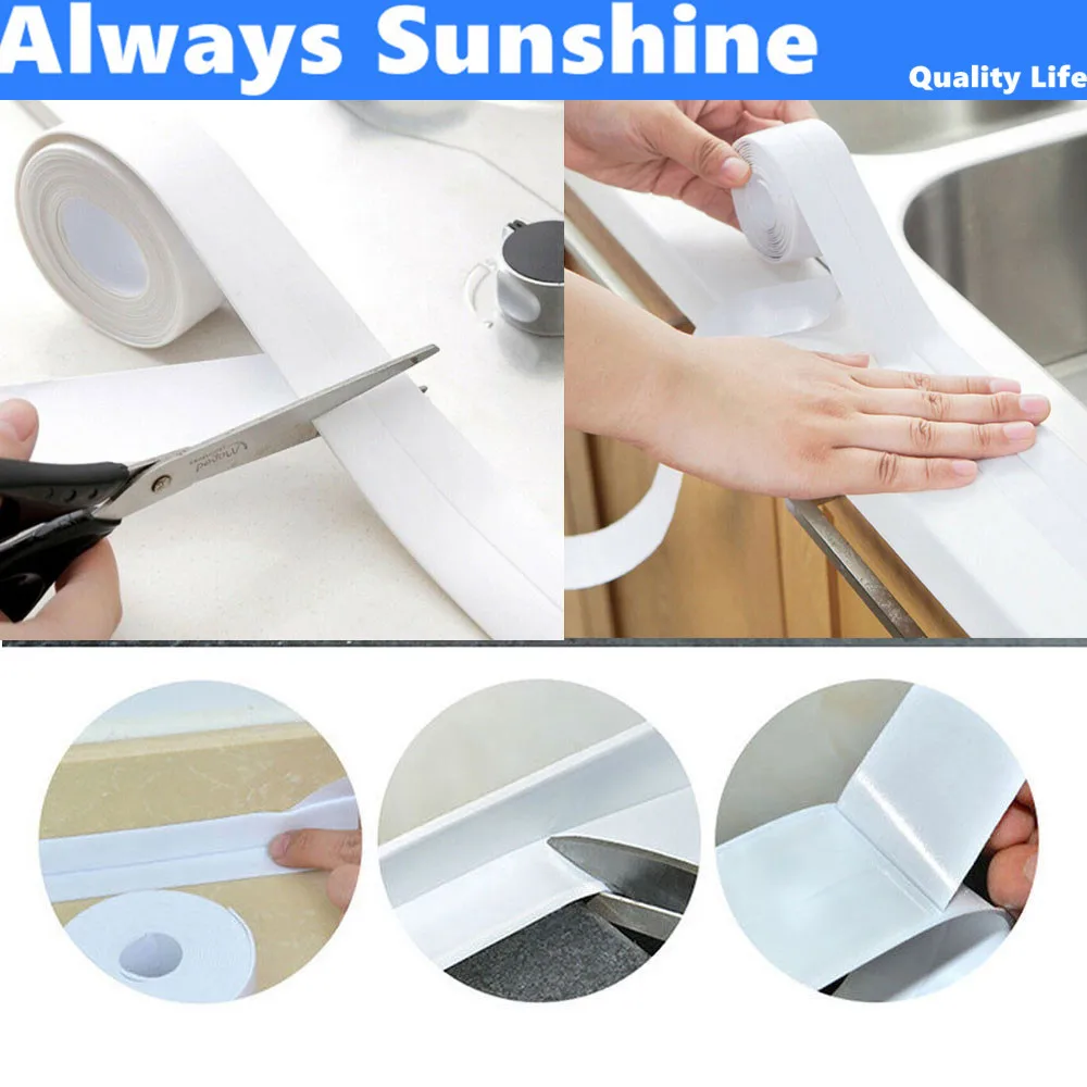 

Горячая Распродажа водонепроницаемая лента для ванной, кухни, душа, герметичная лента для раковины, ванны, самоклеящаяся водонепроницаемая...