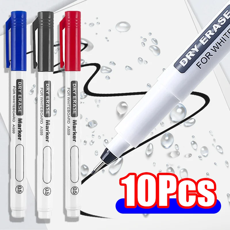 

Erasable Whiteboard Markers Pen Extremely Thin Fine Nib 0.5MM 0.7MM 1MM Dry Erasing Pen Office Examination Waterproof Marker Pen