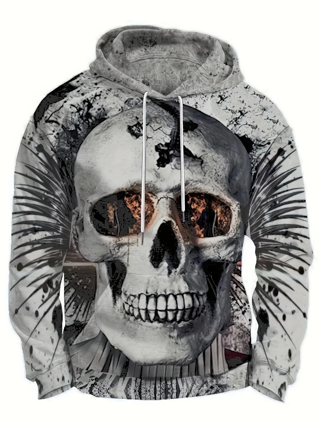 Мужская кофта с капюшоном 3D-принтом в виде черепа воротник удобная