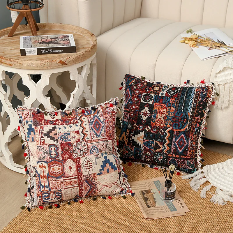 

Bohemia Cushion Cover Linen Geometry Throw Pillow Case Home Decor Morocco 45x45 Pillow Covers Living Room Sofa Decoration