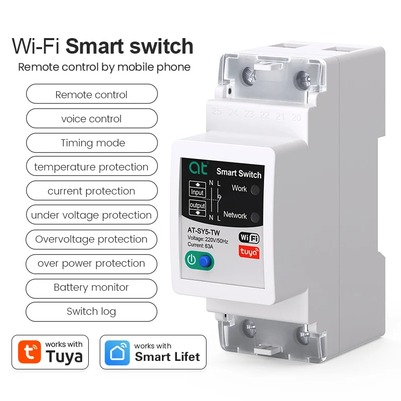 

Автоматический выключатель Tuya WiFi 2P 63A