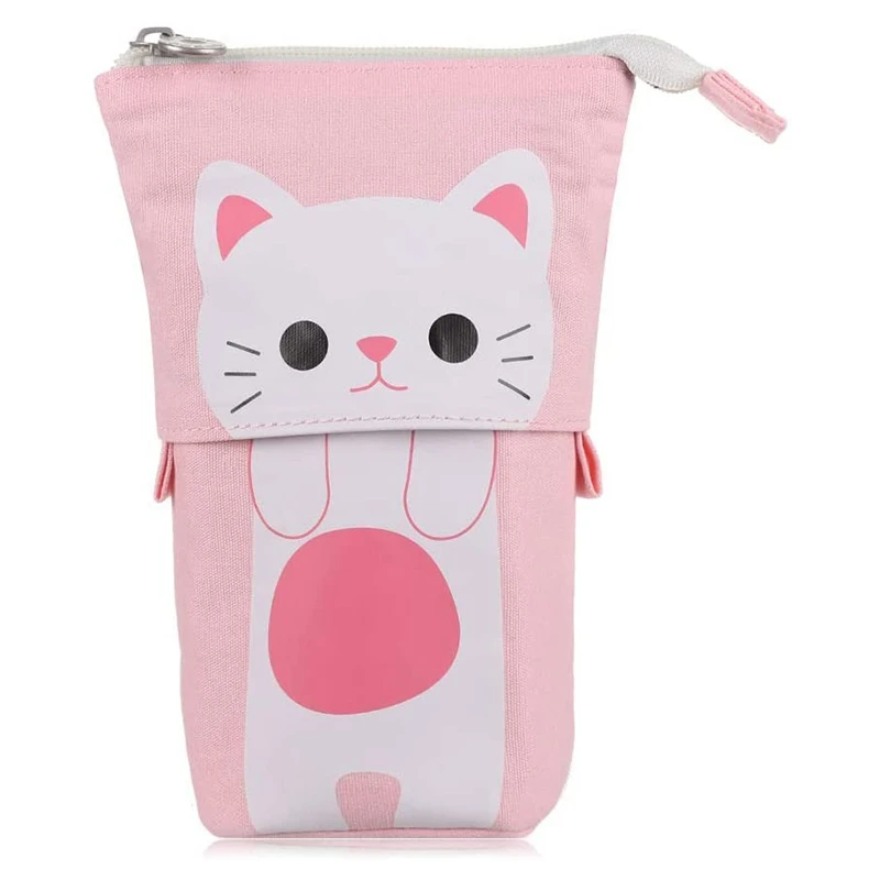 

Transformer Stand Store Pencil Holder Cartoon Cute Cat Telescopic Pencil Case Organizer Pen Case Box White Cat