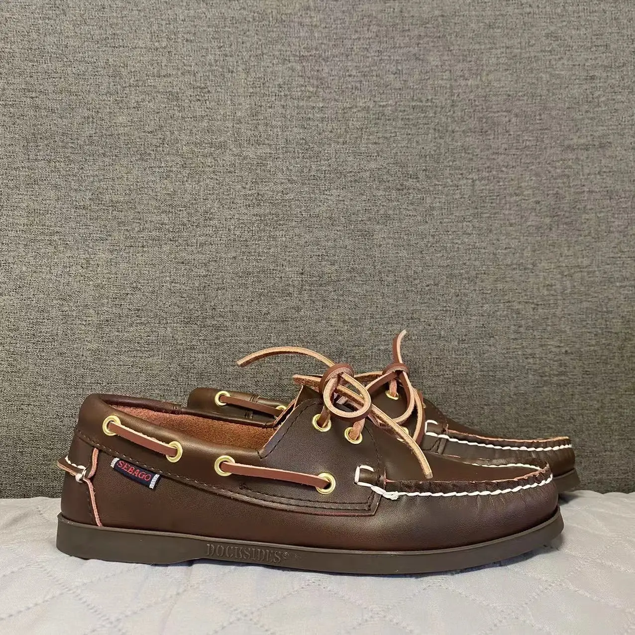 

Authentic Sebago Docksides Shoes - Premium Leather Moc Toe Lace Up Boat Shoes D002