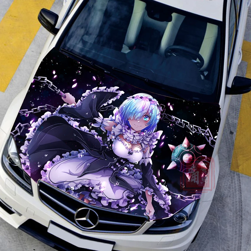 

Japan Anime Itasha Car Stickers Ghost Maid Rem Auto Hood Vinyl Protective Film HD Inkjet Cartoon Decals Car Styling Accessories
