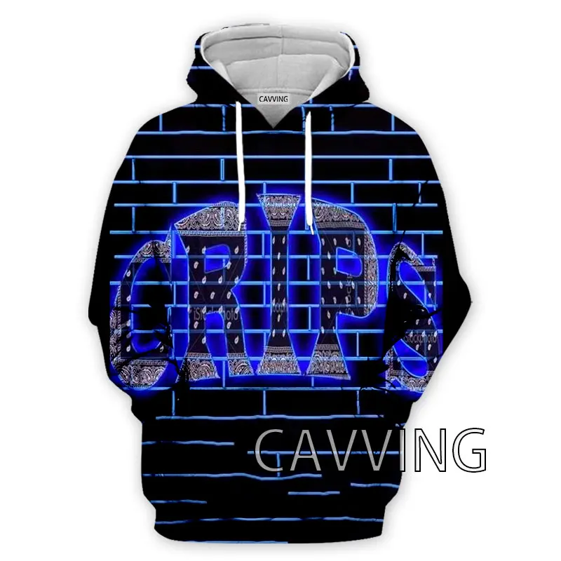 Толстовки Crips Gang с 3D принтом толстовки капюшоном в стиле Харадзюку топы хип-хоп