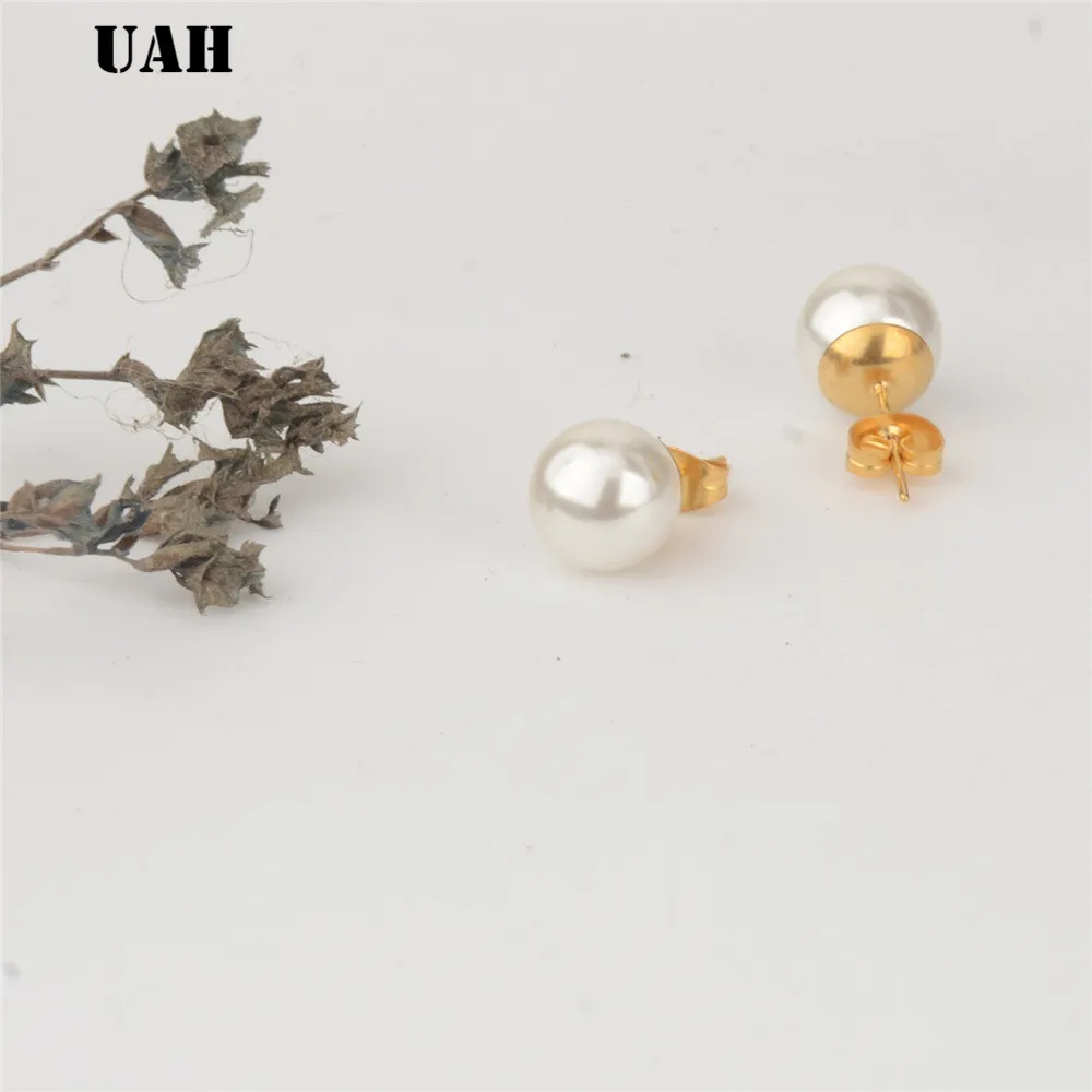 Новинка 2019 г. набор ювелирных изделий из нержавеющей стали с круглым жемчугом и