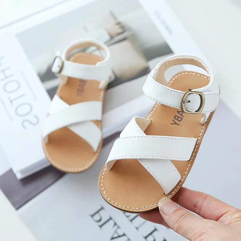 

Летние детские белые сандалии для девочек, милые детские пляжные сандалии для младенцев, детская обувь на плоской подошве