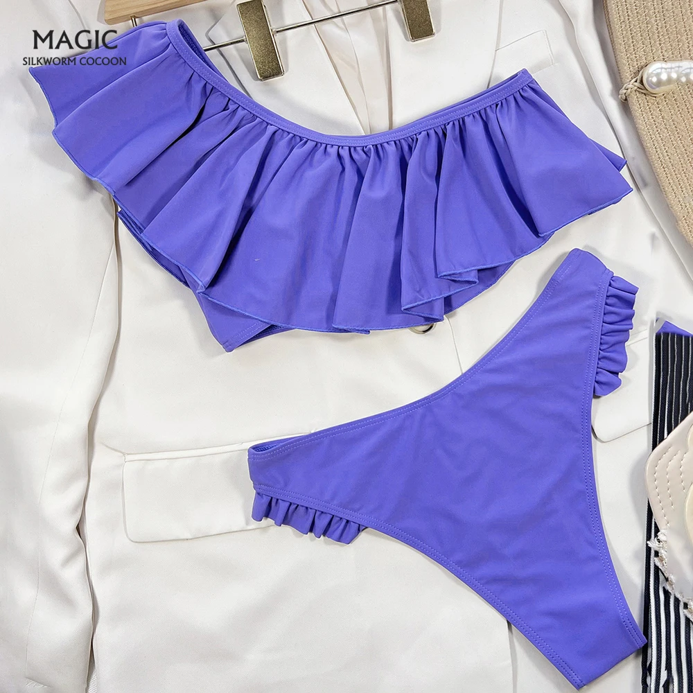 

One Shoulder Sexy Women High Waist Bikini Swimsuit Swimwear Female Micro Thong Brazilian Bandeau Bikini Set Bathing Suit Bather