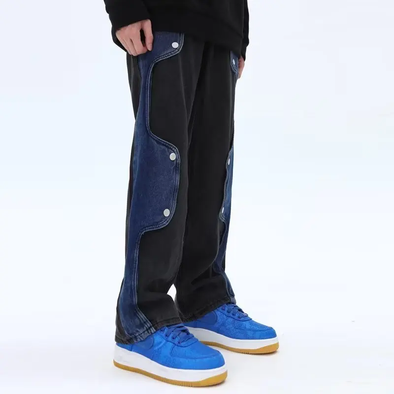 Новинка 2023 мешковатые джинсы Cyber Y2K брюки в стиле K-POP для мужчин одежда прямые