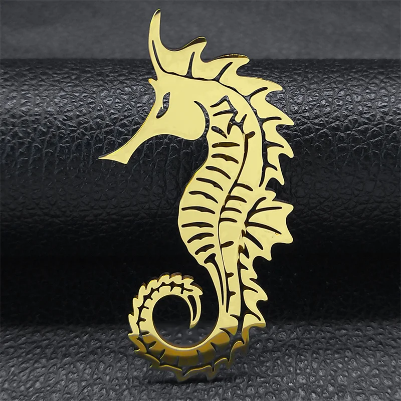 Брошь морской конёк из нержавеющей стали