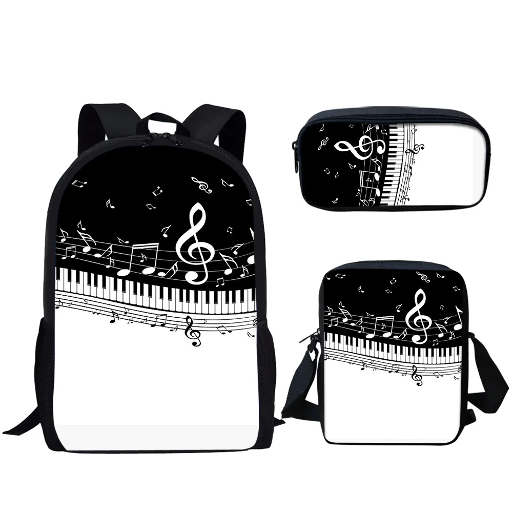 

Комплект из 3 предметов, школьный рюкзак с принтом фортепиано, клавиатуры, музыкальные ноты, повседневный дорожный рюкзак для мальчиков