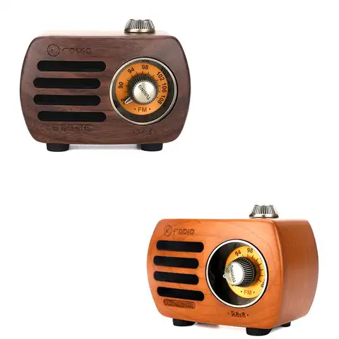 Винтажный деревянный перезаряжаемый мини-радиоприемник с динамиком, FM, SD, MP3, Bluetooth, R818