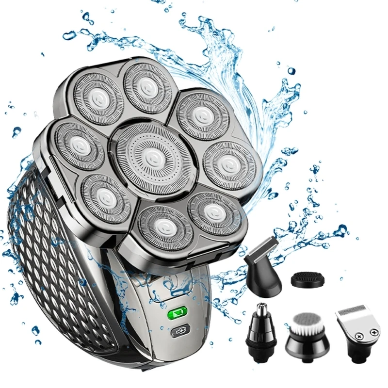 

5 in 1 Rechargeable Electric Razor Waterproof Grooming Kit with Beard Trimmer Nose Hair Clipper and Face Cleaning Brush