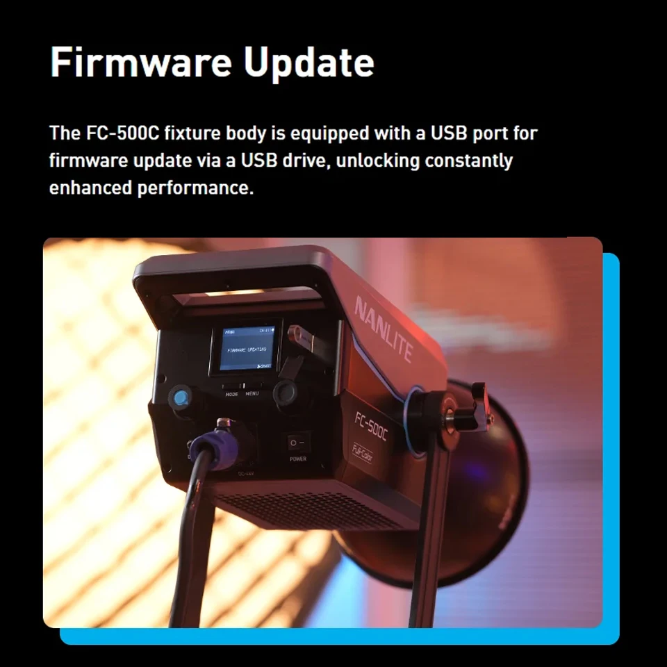 Фото Светодиодный видеосвет Nanlite FC-500C RGB Spotlight RGB 2700-7500K, 500 Вт, полноцветный моноблок для киносъемки №2