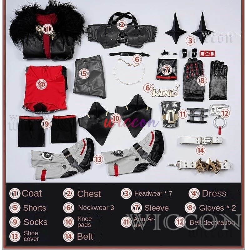 Zenless Zone Zero Caesar King Косплей Костюм Униформа Платье Парик Нагрудник Аксессуары