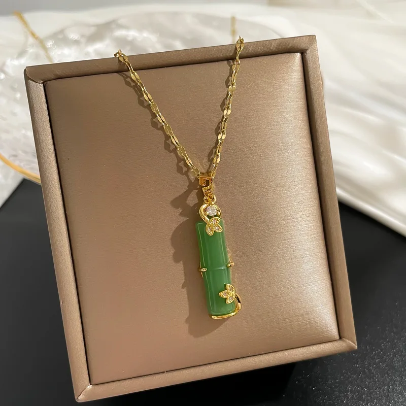 

Ожерелье женское из бамбука золотистого цвета, изысканная простая характерная цепочка до ключицы в стиле ретро, Frosty Style