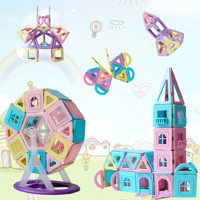 1Set Classic Magnetic Tiles Toys Constructor Macaron Color Building Blocks Educational For Children Boys Girls Kids Gifts - купить по