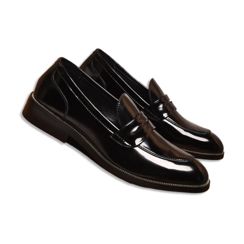 

New Arrival Classic Real Full Grain Calfskin Patent Leather Cowhide Lining Men's Business Black Dress Shoes