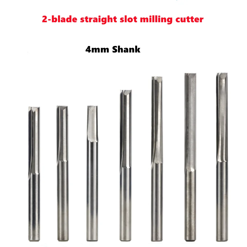 

10pcs Carbide End Mill 4mm Shank 2 Flute Straight Slot Milling Cutter MDF Plastic Wood Cutter CNC Machine Router Bit