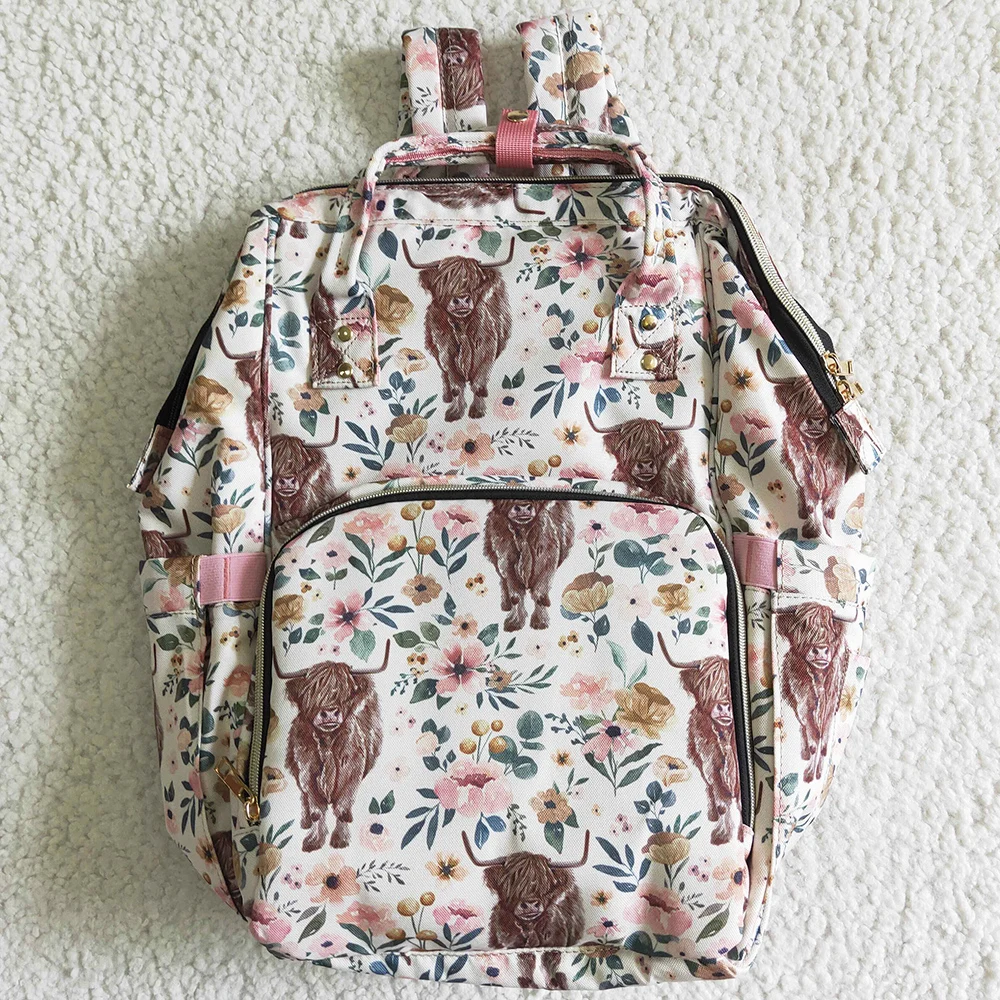 

Boutique Mommy Bag Casual Fashion Dry Wet Separation Zipper Hasp Backpack Hot Sale Baby Girls Backpack Mommy Bags Cute Cow Print