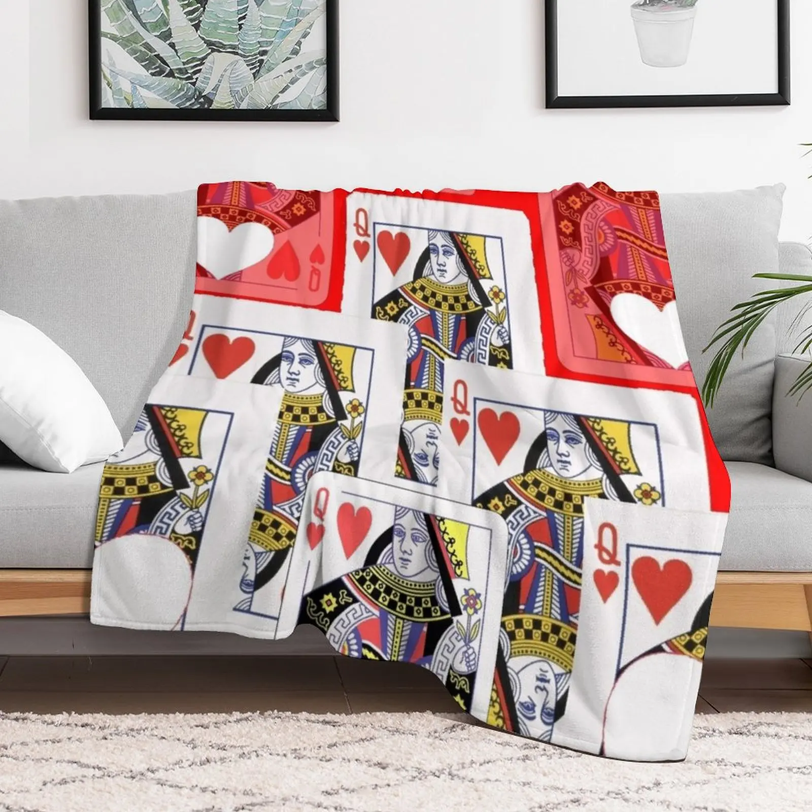 RED-WHITECASINO QUEEN HEART PLAYING CARDS Плед Волосы Летнее постельное белье Одиночные теплые