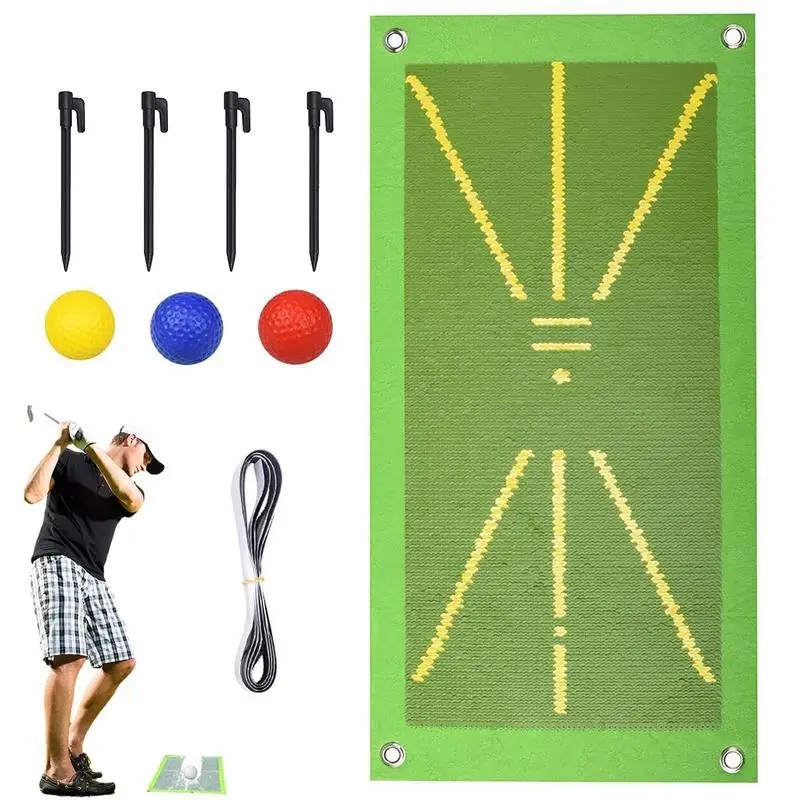 

Golf Training Mat Golf Turf Practice Mat Portable Practice Golf Impact Mat for Indoor Backyard with Fixing Rope and 4 Ground Nai