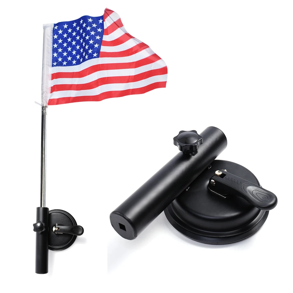 

Black Flag Suction Cup Holder Practical Universal Flagpole Display Holder Aluminum Alloy Auto Accessories for Car Motorcycle