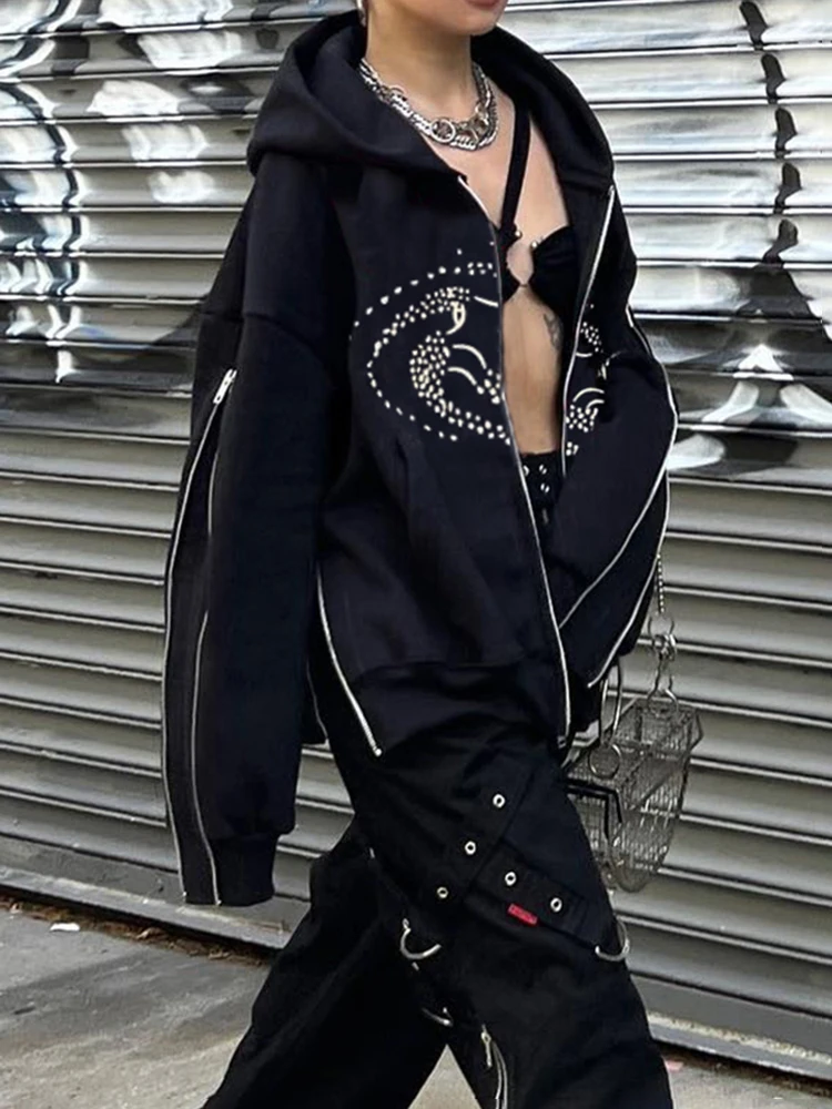 WeiYao модные панк готические куртки-бомберы на молнии пальто для женщин зима 2022