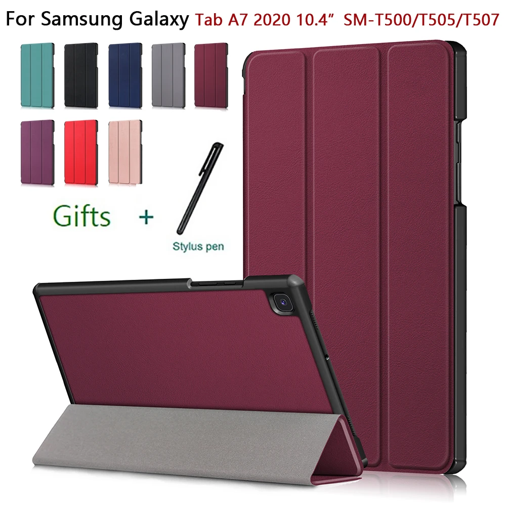 

For Samsung Galaxy Tab A7 10.4"SM-T500/T505/T507 Tablet Cover Folding Cover Smart sleep wake PU Leather Tri-fold protective Case