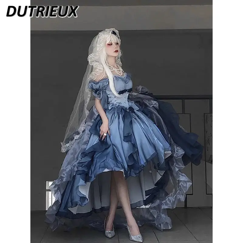 Платье принцессы тяжелой промышленности со шлейфом и зонтиком Новинка лета 2024