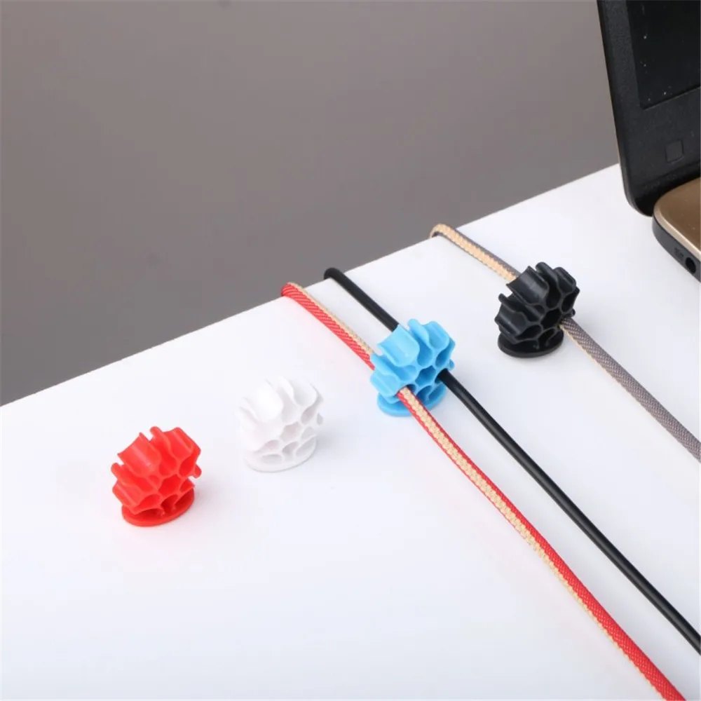

1pc Creative Multifunctional Cable Winder Pure Color Desk Cable Organizer Wire Wrapping Line Office Storage Rack Wire Holder