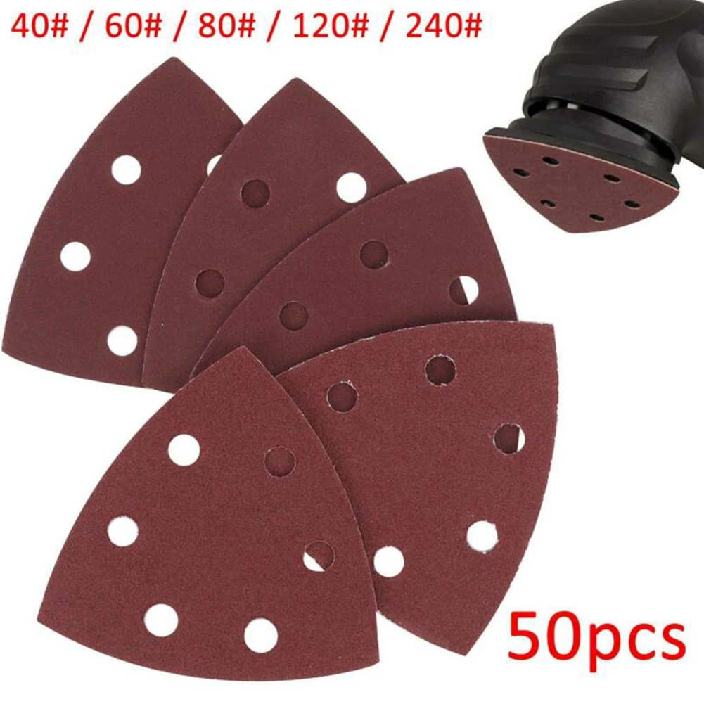 

50PC Triangle Sanding Paper Assorted Sandpaper 40/60/80/120/240grit For Oscillating Tool Sanding Abrasive Grinding Polishing Pad