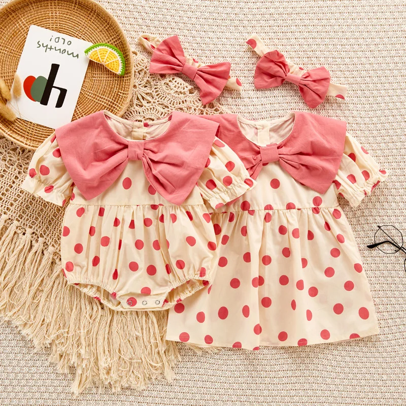 2023 Summer Baby Girls Clothes Newborn One-piece Rompers and Dress Summer Infants Dot Pattern Jumpsuit Short Sleeve Clothing