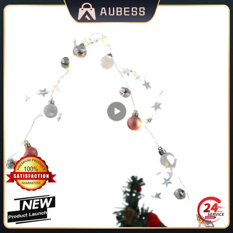 

2M Christmas Tree String Lights Led Balls And Bell Lights String Pine Cone Needles Copper Wire Fairy Lights Bells Garland Decor