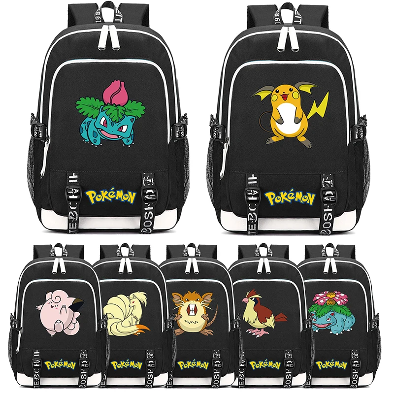 

Bandai Pokemon Pikachu Anime Backpack Student Schoolbag Men Leisure Usb Travel Bag Unisex Teen Boys Back To School Bookbag