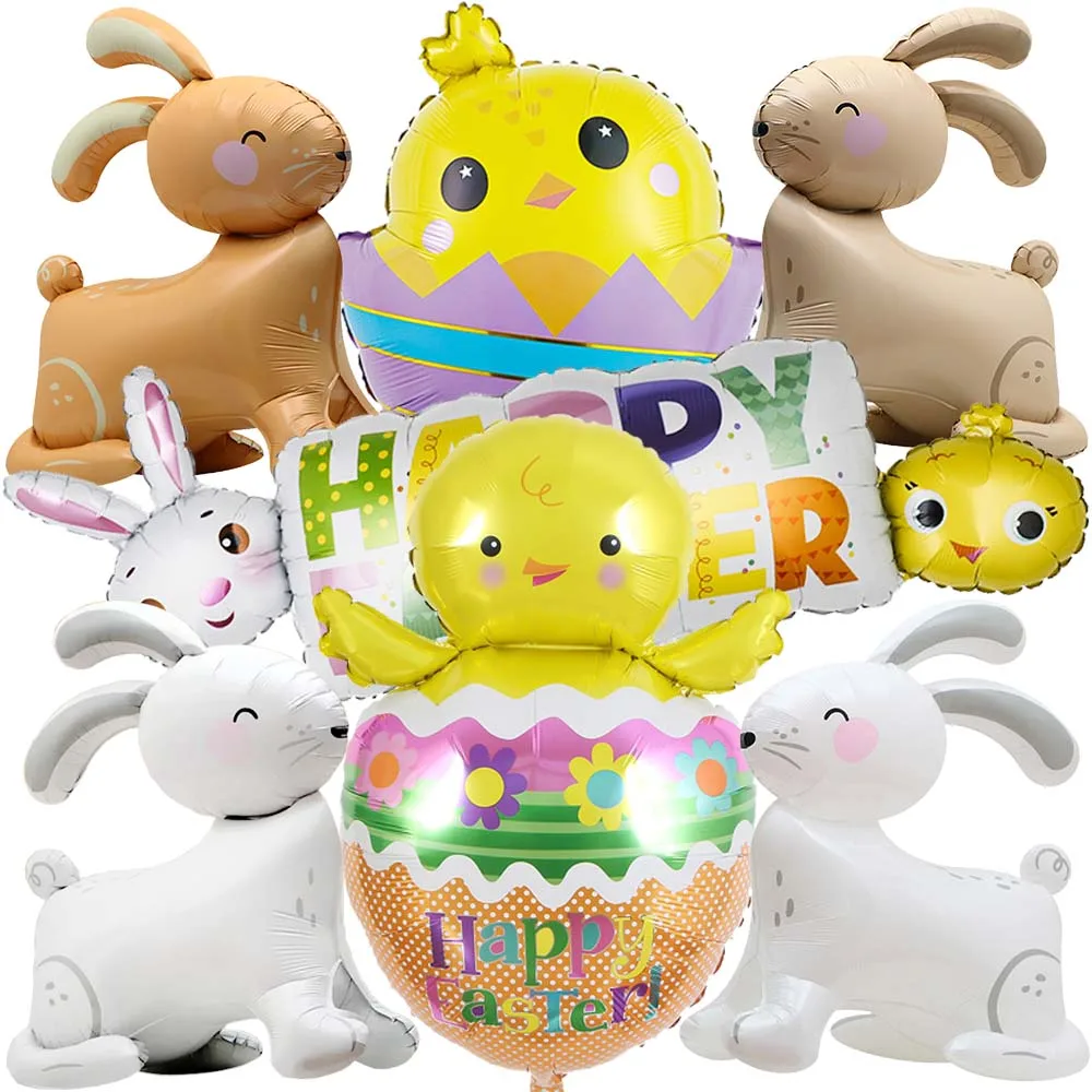 

Huge Hatched Chick Balloons Inflatable Standing Bunny Mylar Foil Balloon Easter Egg Balloons for Baby Shower Birthday Decoration