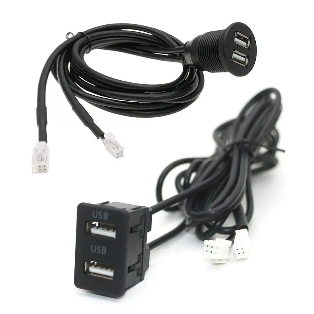 Фото Автомобильная приборная панель, двухпортовый USB-кабель для модификации, 120 см, автомобильная приборная панель, два USB-порта, панель, автомобильный лодка, GPS, 4IN, 6-контактный кабель-адаптер №1