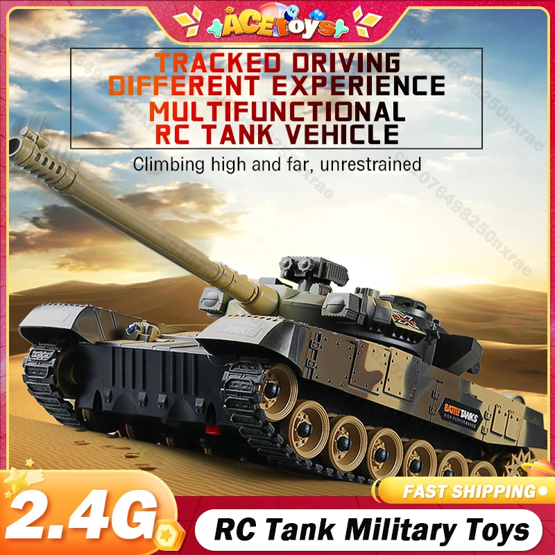 

RC Tank Military 7CH War Battle M1 Leopard 2 United States Remote Control Toy Car Tank Model Electric Toys for Boy 2.4G Children