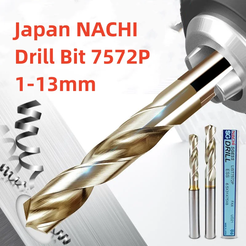 

2pcs Japan NACHI 7572P Stainless Steel Aluminum-titanium Drills SG Powder High Speed Steel drill bit 1-13mm
