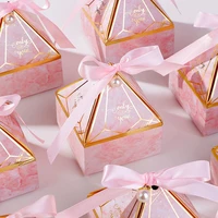 10 pieceslot pink gem tower bronzing candy box wedding gifts for guests birthday party decoration packaging event supply b015