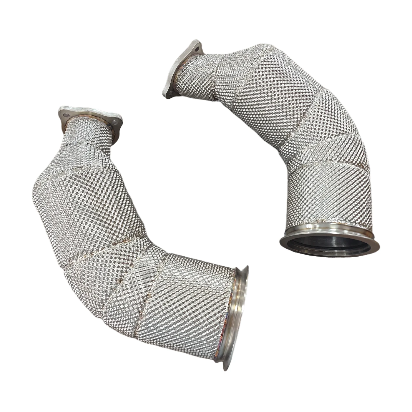 Фото Даунпайп с теплозащитным экраном из нержавеющей стали для Audi RS4 RS5 2,9T, водосточная труба №2