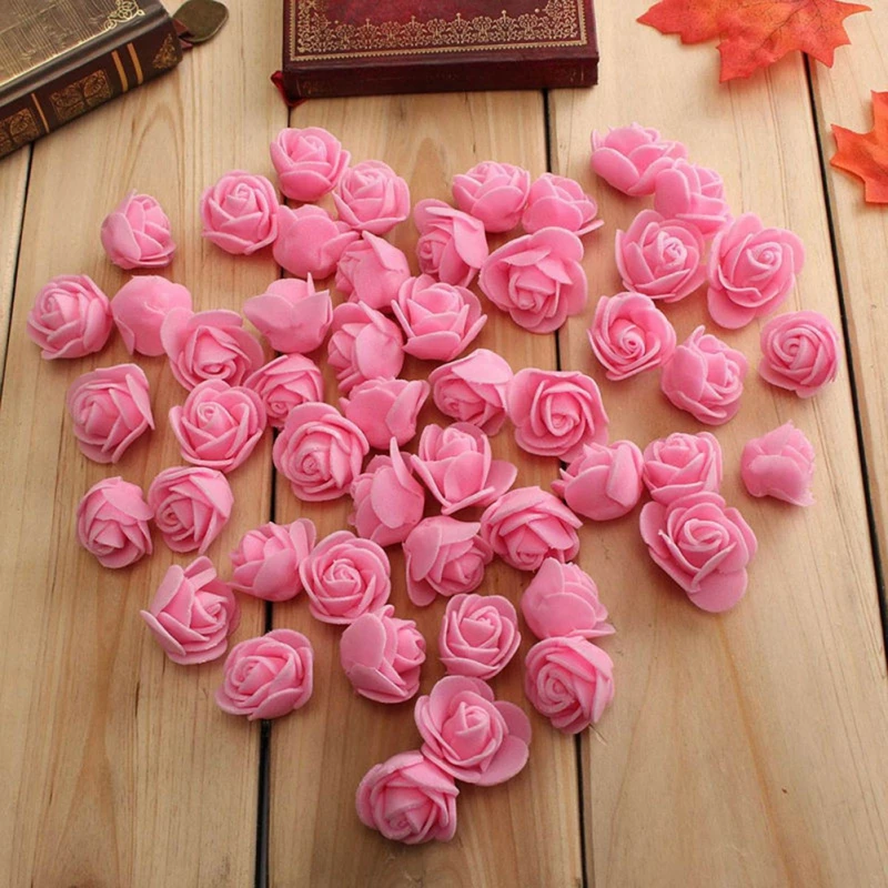

50PCS Artificial Foam Rose Bridal Bouquets Teddy Bear of Roses DIY Gifts Box Wedding Decorative For Wedding Table Valentines Day